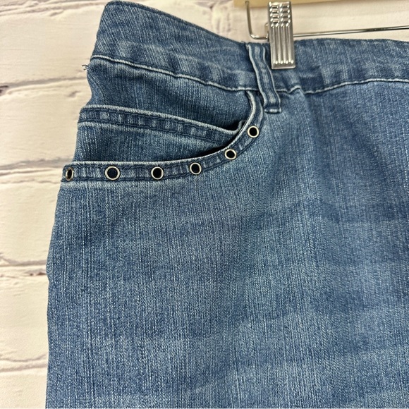 Avenue Denim Jean Skirt Midi Eyelet Plus Size 22/24 Cotton Blend Y2K 90s Western - Picture 4 of 8